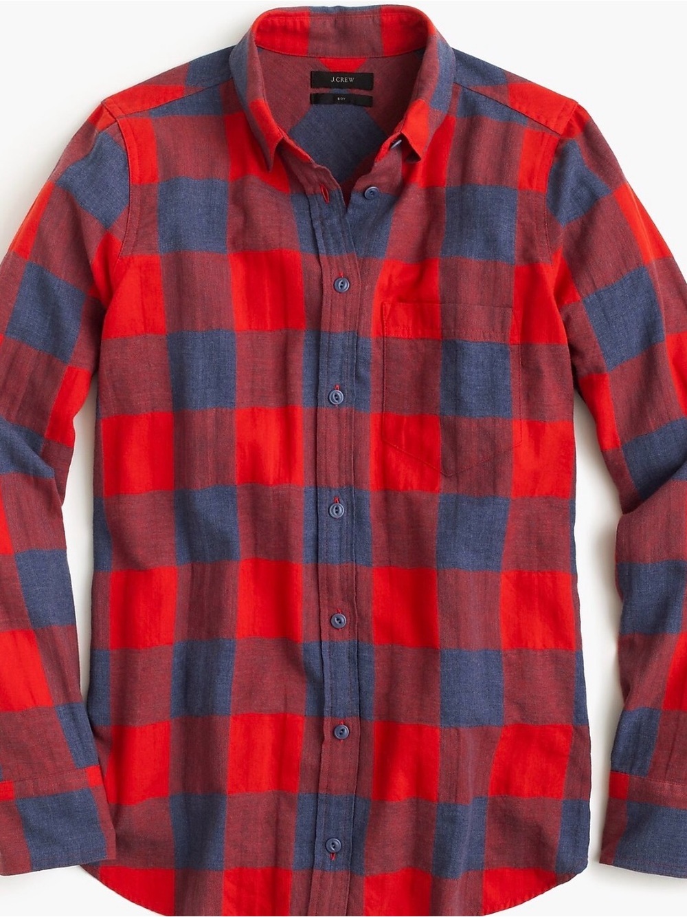 J. Crew Women’s Red & Blue Buffalo Check Button-Down Shirt Boy Fit Size 6